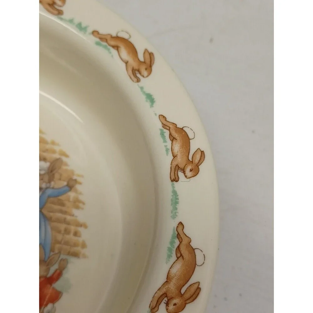 Vtg Royal Doulton Bunnykins Bowl Toppling the Fruit Cart Rabbit Bunny